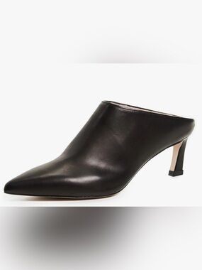 Stuart Weitzman MIRA Black Leather Pointed Mule Heels